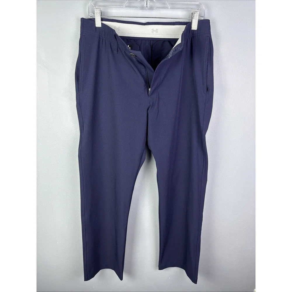 Under‎ Armour UA Drive Golf Pants Stretch Waist Mens 32x32 Navy Blue Straight